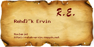 Rehák Ervin névjegykártya